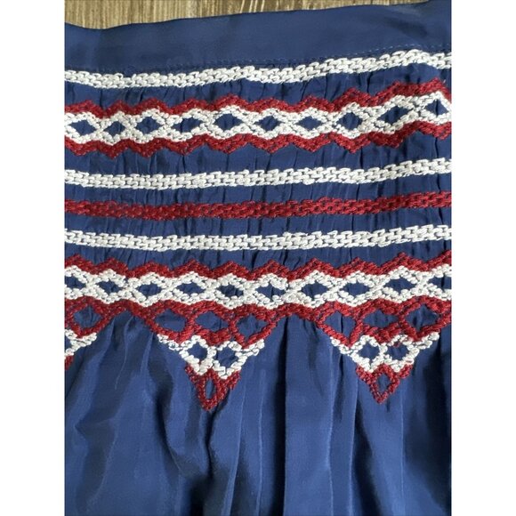 2/$18 SALE! Silk Skirt Womens 4P Embroidered Boho Bohemian Gypsy Geometric Zip - Picture 6 of 11